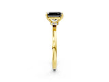 Yellow gold Fancy Black Radiant Cut Diamond Solitaire Ring with Classic Band and Four-Prong Setting_2