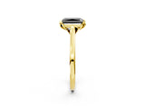 Yellow gold Fancy Black Radiant Cut Diamond Solitaire Ring with Flower Prong Setting and Classic Band_14