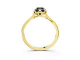 Yellow gold Fancy Black Radiant Cut Diamond Solitaire Ring with Flower Prong Setting and Classic Band_15