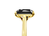 Yellow gold Fancy Black Radiant Cut Diamond Solitaire Ring with Flower Prong Setting and Classic Band_17