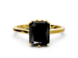 Yellow gold Fancy Black Radiant Cut Diamond Solitaire Ring with Flower Prong Setting and Classic Band_24