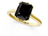 Yellow gold Fancy Black Radiant Cut Diamond Solitaire Ring with Flower Prong Setting and Classic Band_25