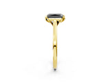 Yellow gold Fancy Black Radiant Cut Diamond Solitaire Ring with Flower Prong Setting and Classic Band_26