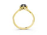Yellow gold Fancy Black Radiant Cut Diamond Solitaire Ring with Flower Prong Setting and Classic Band_27