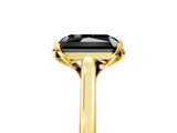 Yellow gold Fancy Black Radiant Cut Diamond Solitaire Ring with Flower Prong Setting and Classic Band_29