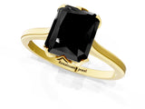 Yellow gold Fancy Black Radiant Cut Diamond Solitaire Ring with Flower Prong Setting and Classic Band_37