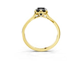 Yellow gold Fancy Black Radiant Cut Diamond Solitaire Ring with Flower Prong Setting and Classic Band_39