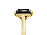 Yellow gold Fancy Black Radiant Cut Diamond Solitaire Ring with Flower Prong Setting and Classic Band_41
