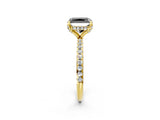 Yellow gold Fancy Black Radiant Cut Diamond Solitaire Ring with Four-Prong Setting and Pavé Band_5