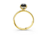 Yellow gold Fancy Black Radiant Cut Diamond Solitaire Ring with Four-Prong Setting and Pavé Band_6