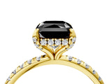 Yellow gold Fancy Black Radiant Cut Diamond Solitaire Ring with Four-Prong Setting and Pavé Band_7