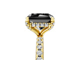 Yellow gold Fancy Black Radiant Cut Diamond Solitaire Ring with Four-Prong Setting and Pavé Band_8