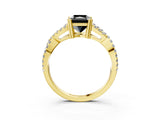 Yellow gold Fancy Black Radiant Cut Diamond Solitaire Ring with Four-Prong Setting and Twisted Pavé Band_3
