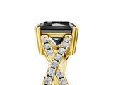 Yellow gold Fancy Black Radiant Cut Diamond Solitaire Ring with Four-Prong Setting and Twisted Pavé Band_5