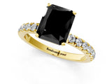 Yellow gold Fancy Black Radiant Cut Diamond Solitaire Ring with Pavé Accents and Four-Prong Setting_1