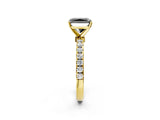 Yellow gold Fancy Black Radiant Cut Diamond Solitaire Ring with Pavé Accents and Four-Prong Setting_2