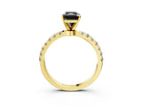 Yellow gold Fancy Black Radiant Cut Diamond Solitaire Ring with Pavé Accents and Four-Prong Setting_3