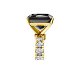 Yellow gold Fancy Black Radiant Cut Diamond Solitaire Ring with Pavé Accents and Four-Prong Setting_5