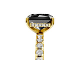 Yellow gold Fancy Black Radiant Cut Diamond Solitaire Ring with Pavé Band and Four-Prong Setting_17