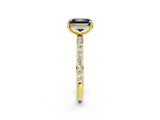 Yellow gold Fancy Black Radiant Cut Diamond Solitaire Ring with Pavé Band and Hidden Halo_14