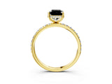 Yellow gold Fancy Black Radiant Cut Diamond Solitaire Ring with Pavé Band and Hidden Halo_15