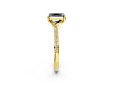 Yellow gold Fancy Black Radiant Cut Diamond Solitaire Ring with Pavé Band and Prong Setting_14