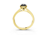 Yellow gold Fancy Black Radiant Cut Diamond Solitaire Ring with Pavé Band and Prong Setting_15