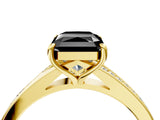 Yellow gold Fancy Black Radiant Cut Diamond Solitaire Ring with Pavé Band and Prong Setting_16