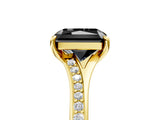 Yellow gold Fancy Black Radiant Cut Diamond Solitaire Ring with Pavé Band and Prong Setting_17