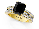Yellow gold Fancy Black Radiant Cut Diamond Solitaire Ring with Pavé and Channel Set Band_1