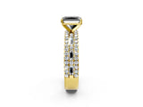 Yellow gold Fancy Black Radiant Cut Diamond Solitaire Ring with Pavé and Channel Set Band_2