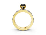 Yellow gold Fancy Black Radiant Cut Diamond Solitaire Ring with Pavé and Channel Set Band_3