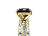 Yellow gold Fancy Black Radiant Cut Diamond Solitaire Ring with Pavé and Channel Set Band_5