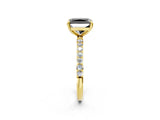 Yellow gold Fancy Black Radiant Cut Diamond Solitaire Ring with Pave Band and Four Prong Setting_14