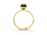 Yellow gold Fancy Black Radiant Cut Diamond Solitaire Ring with Pave Band and Four Prong Setting_15