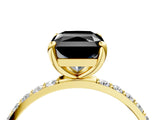 Yellow gold Fancy Black Radiant Cut Diamond Solitaire Ring with Pave Band and Four Prong Setting_16