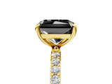 Yellow gold Fancy Black Radiant Cut Diamond Solitaire Ring with Pave Band and Four Prong Setting_17