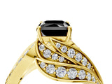 Yellow gold Fancy Black Radiant Cut Diamond Solitaire Ring with Prong Setting and Twisted Pavé Band_4