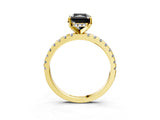 Yellow gold Fancy Black Radiant Cut Diamond Solitaire Ring with Round  Pavé Band and Four-Prong Setting_39