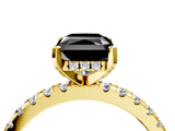 Yellow gold Fancy Black Radiant Cut Diamond Solitaire Ring with Round  Pavé Band and Four-Prong Setting_40