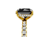 Yellow gold Fancy Black Radiant Cut Diamond Solitaire Ring with Round  Pavé Band and Four-Prong Setting_41