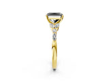 Yellow gold Fancy Black Radiant Cut Diamond Solitaire Ring with Side Stones and Four-Prong Setting_14