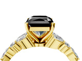 Yellow gold Fancy Black Radiant Cut Diamond Solitaire Ring with Side Stones and Four-Prong Setting_16