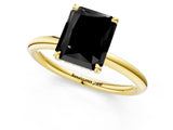 Yellow gold Fancy Black Radiant Cut Diamond Solitaire Ring with Thin Band and Four-Prong Setting_1
