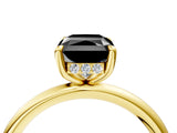 Yellow gold Fancy Black Radiant Cut Diamond Solitaire Ring with Thin Band and Four-Prong Setting_4