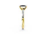 Yellow gold Fancy Black Radiant Cut Diamond Solitaire with Side Baguettes and Channel Set Band_2