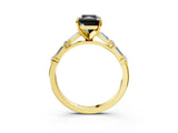 Yellow gold Fancy Black Radiant Cut Diamond Solitaire with Side Baguettes and Channel Set Band_3