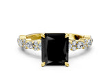 Yellow gold Fancy Black Radiant Cut Diamond Solitaire with Side Stones, Pave Band, Four-Prong Setting_36
