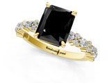 Yellow gold Fancy Black Radiant Cut Diamond Solitaire with Side Stones, Pave Band, Four-Prong Setting_37