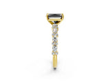 Yellow gold Fancy Black Radiant Cut Diamond Solitaire with Side Stones, Pave Band, Four-Prong Setting_38